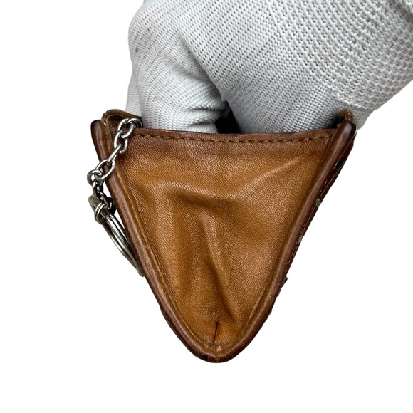 Coach Red Wool Coin Pouch Tan Leather Trim Used Condition Keychain Coin pouch - Picture 6 of 7